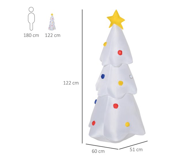 Árvore de Natal Inflável Poliéster HOMCOM, casa - natal Branco