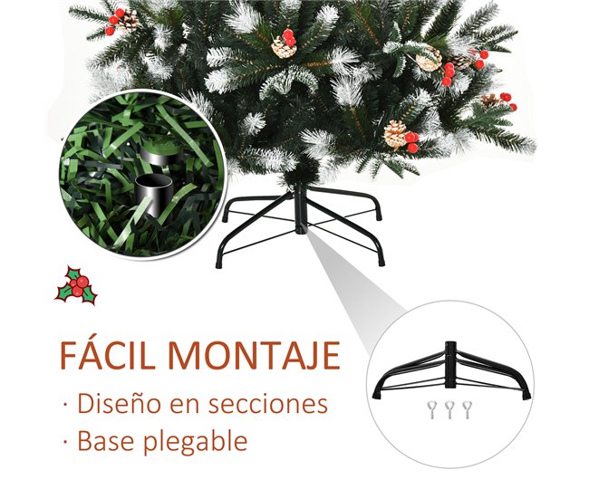 Árvore de Natal PVC, PE, Aço HOMCOM, casa - natal Verde