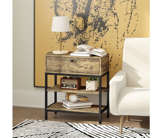 Mesa Auxiliar Melamina de Madeira e Metal HOMCOM, casa - mesas Vermelho