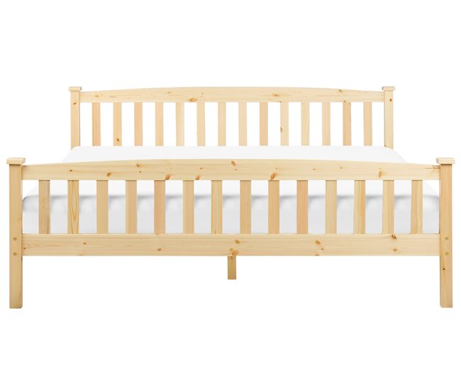 Beliani Cama com estrado Pinho GIVERNY 189x208 Branco