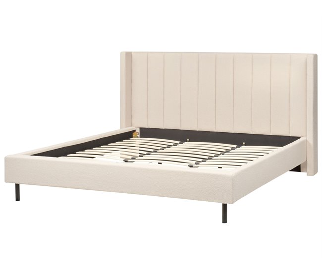 Beliani Cama com estrado Bouclé VILLETTE 205x222 Bege