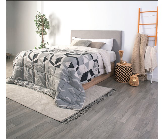Edredão GEOMETRIC 180cm cor cinza Cinza