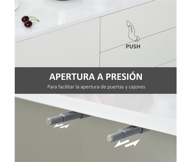 Aparador Sala de Estar Melamina de Madeira HOMCOM 117 Cru