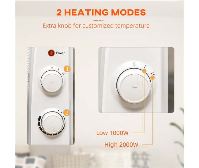 Aquecedor Elétrico HOMCOM 820-296V90WT Branco