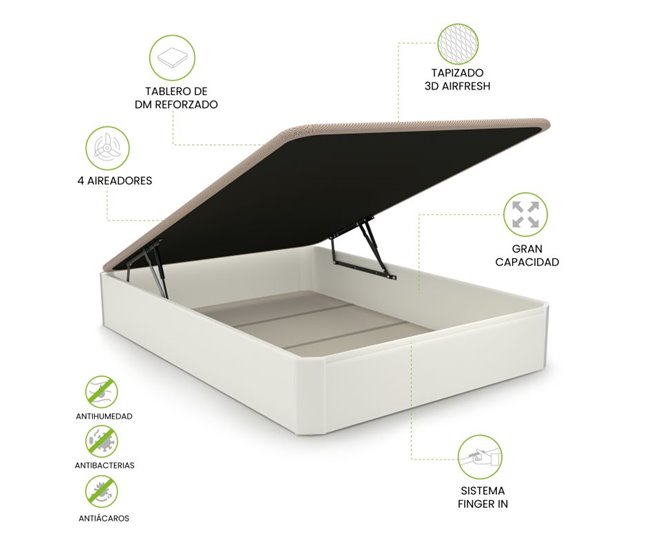 Sommier rebatível de luxo 3D 135x190 Branco