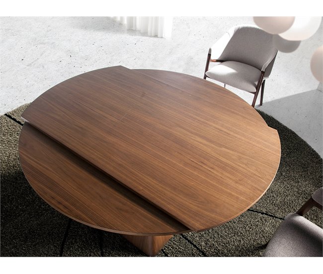 ANGEL CERDA Mesa de jantar extensível redonda nogueira 140x80 Nogal