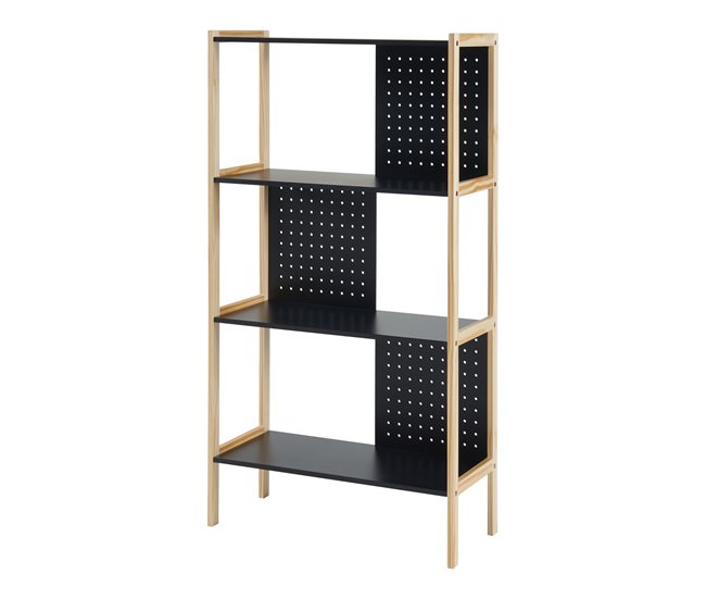 [en.casa] Estantes de Prateleiras Dønna Ypäjä 4 prateleiras MDF Preto/ Creme