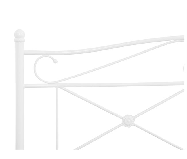 Beliani Cama com estrado Metal RODEZ 146x208 Branco