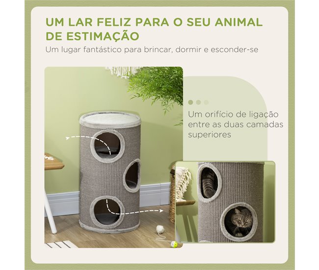 Arranhador em Forma de Cilindro Cinza
