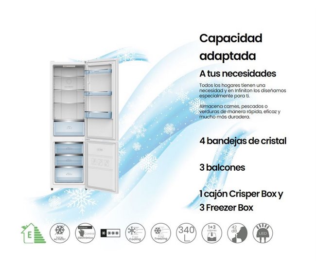 Frigorifico Combi Infiniton FGC-A204BNF, 304 L, No Frost Total Branco