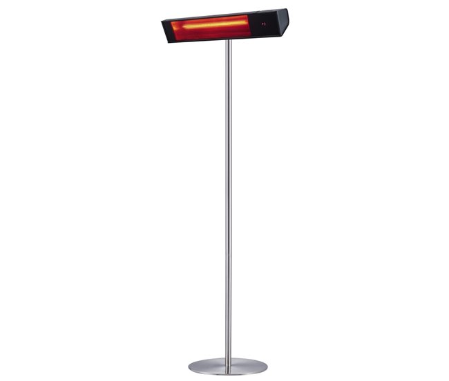 Aquecedor de infravermelhos HEAT BLACK GLASS 2000W com haste, Preto e Prata Preto