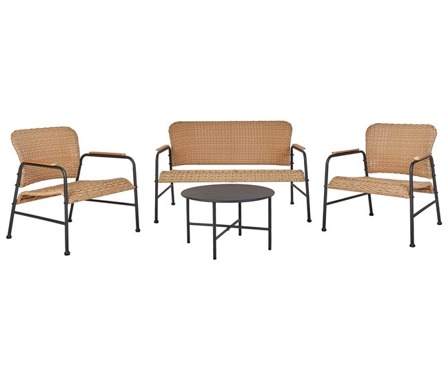 Beliani Conjunto lounge Ratan sintético OFANTO Natural