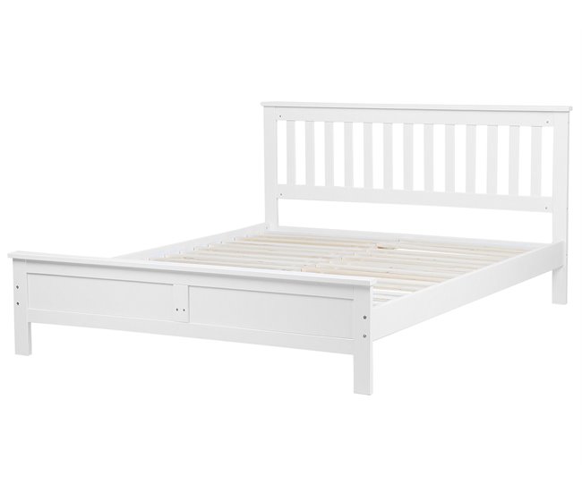 Beliani Cama com estrado Pinho MAYENNE 189x208 Branco