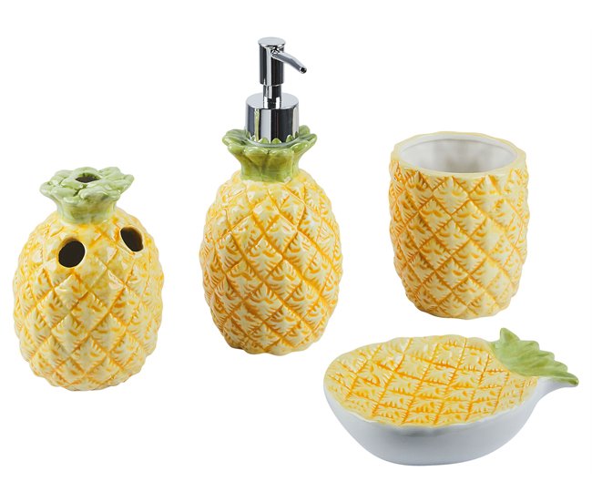 Beliani Conjunto de accesorios de baño MAICAO Amarelo