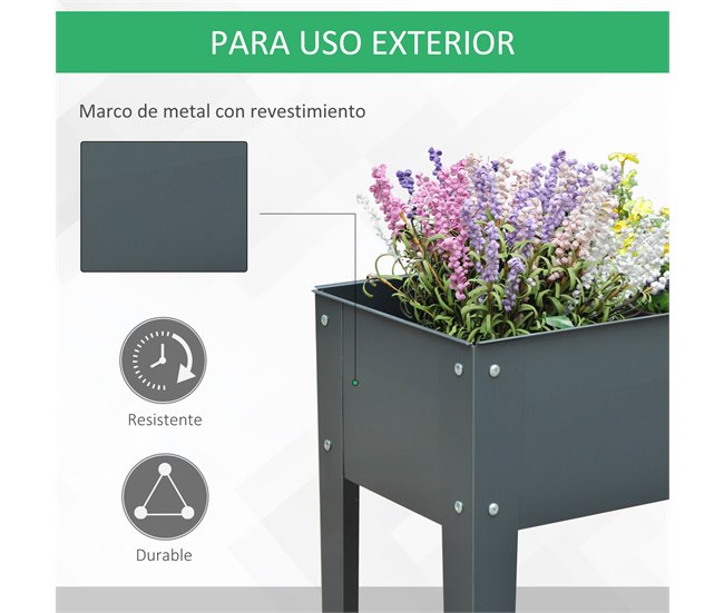Floreira Metal Outsunny, varanda e jardim - jardinagem Cinza