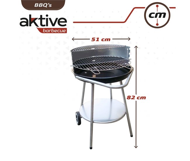 Churrasqueira redonda portátil de 4 alturas Aktive Preto