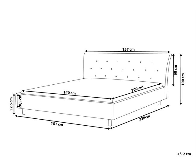 Beliani Cama com estrado Poliéster SAVERNE 157x228 Cinza Claro