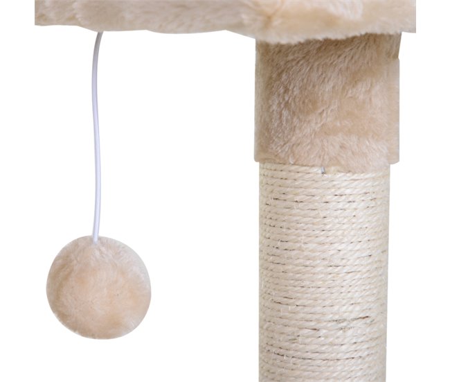 Arranhador para Gatos Aglomerado de Madeira, Pelúcia e Sisal Bege