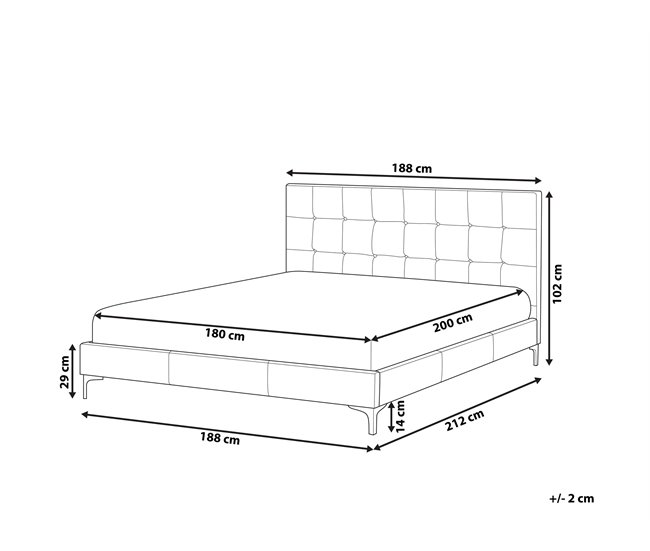 Beliani Cama com estrado Veludo AMBERT 188x212 Cinza