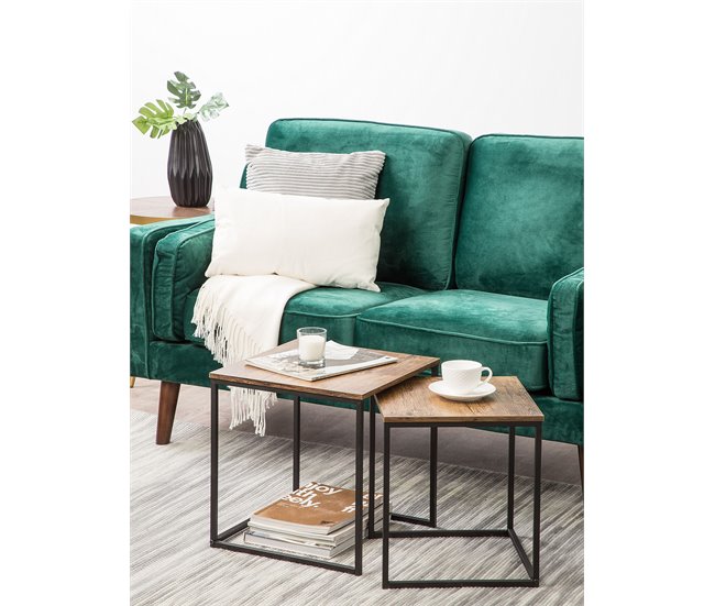 Beliani Conjunto de 2 mesas auxiliares DENNY 35x35 Preto