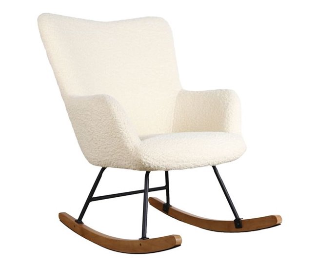 Silla mecedora en tejido bouclette KAIRA Bege