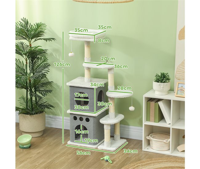 Arranhador para Gatos Melamina de Madeira e Sisal PawHut Cru