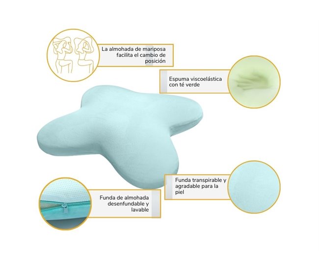 Almofada com Forma de Borboleta e Gel Refrescante Verde