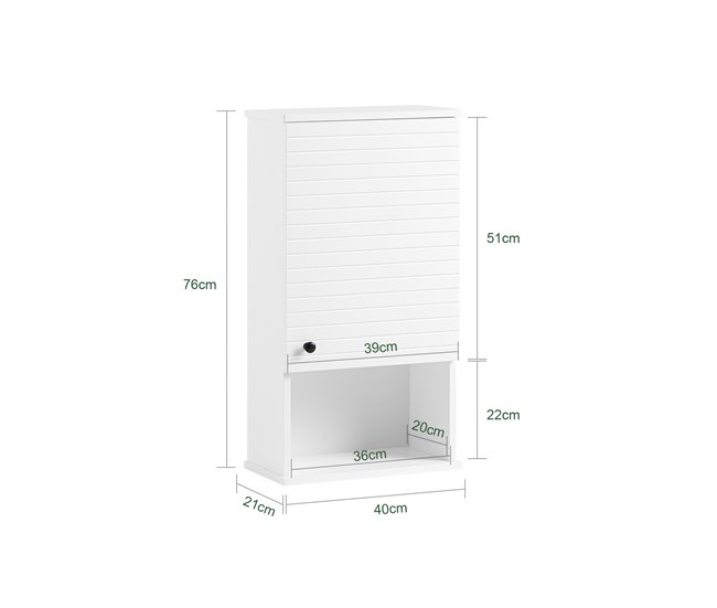 Armário de banho de parede com 1 porta BZR25-W SoBuy 40 Branco