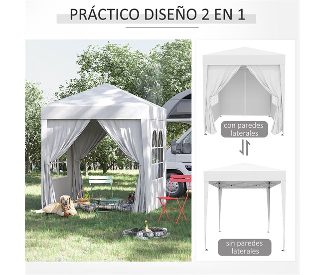 Tenda Dobrável Aço e Tecido de Oxford Outsunny 200x200 Branco