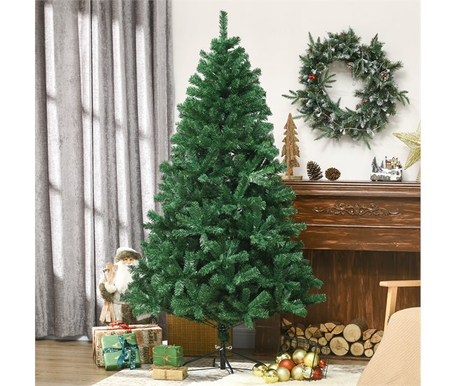Árvore de Natal PVC e Aço HOMCOM, casa - natal Verde