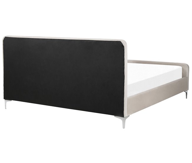 Beliani Cama com estrado Veludo LUNAN 186x215 Cinza