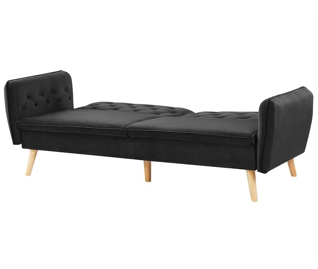 Beliani Sofá-cama Veludo BARDU Preto