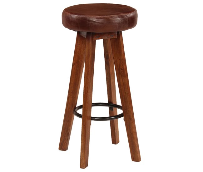 Juego de dos taburetes de bar de diseño, asiento Castanho