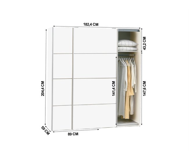 Roupeiro HERA portas deslizantes branco Branco