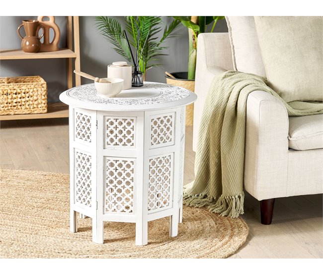Beliani Mesa de apoio ELARA Branco/ Bege