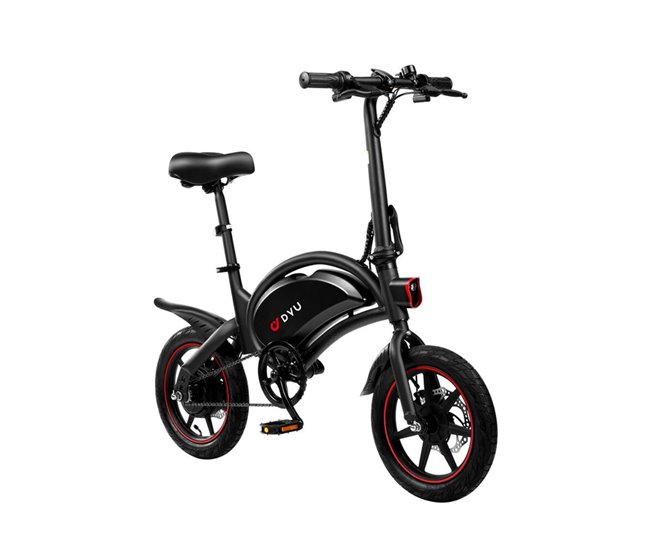 DYU D3F Bicicleta Elétrica  14" - Potência 250W Freio a Disco Preto