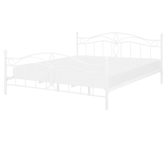Beliani Cama com estrado Metal ANTLIA 168x209 Branco