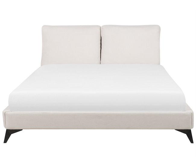 Beliani Cama com estrado Chenille MELLE 195x240 Bege