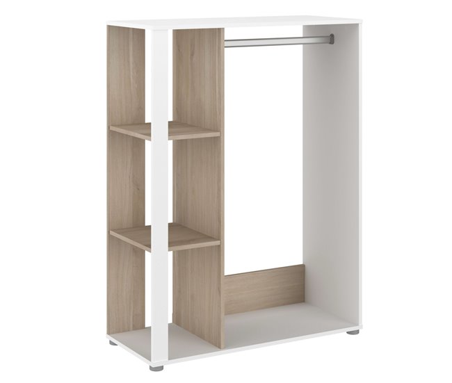 Closet Boreal com gavetas e prateleiras Branco/ Madeira