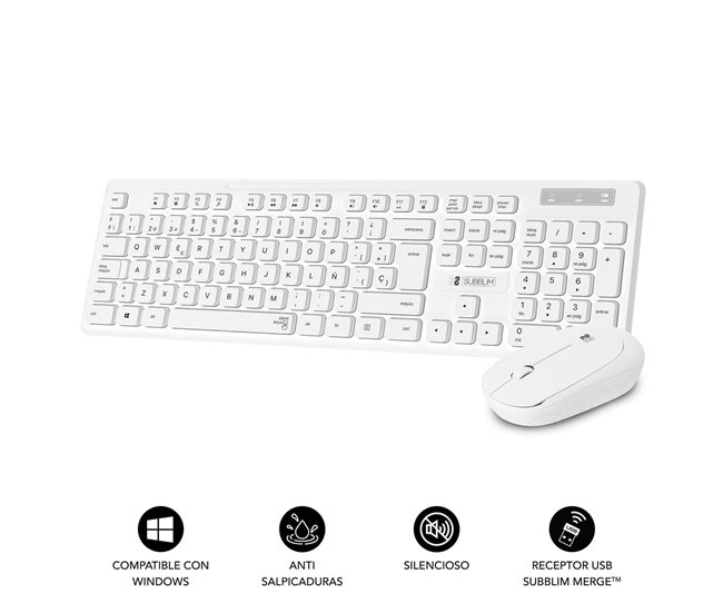 Teclado e Rato sem Fios SUBKBCCSSW11 Branco