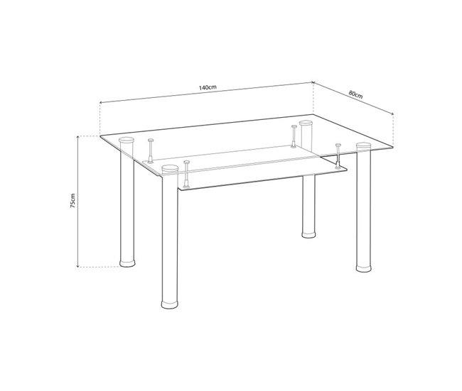  Mesa de jantar Tyra 80x140 Cinza