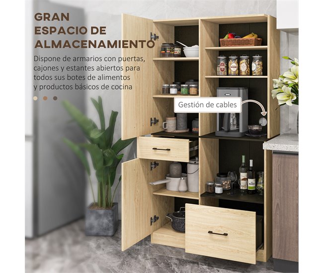 Armário de Cozinha Melamina de Madeira HOMCOM, casa - cozinha Castanho