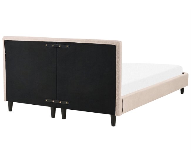 Beliani Cama com estrado Poliéster FITOU 150x214 Areia