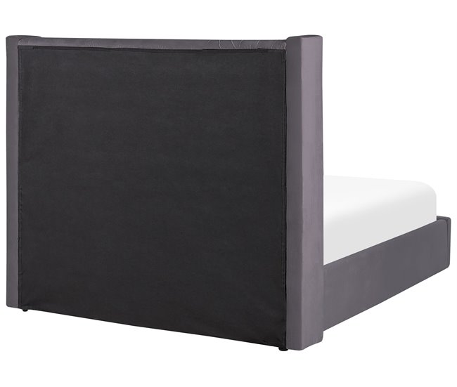 Beliani Cama com armazenamento Veludo LUBBON 170x217 Cinza