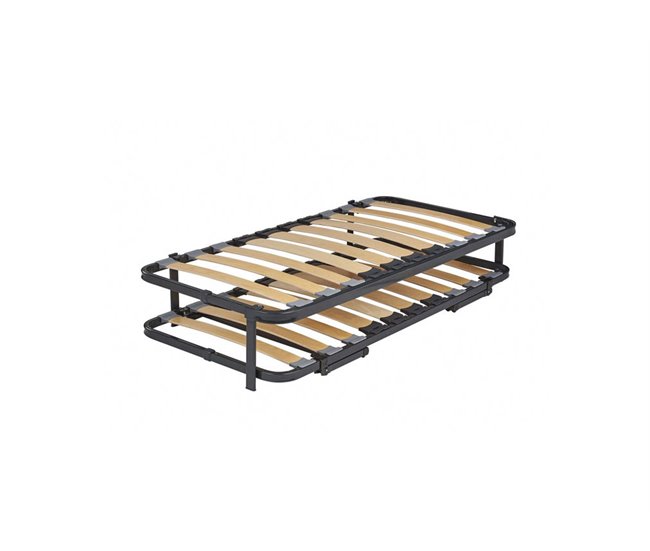 Base Dupla Anatomic 90x190 Estrado Duplo Preto/ Madeira