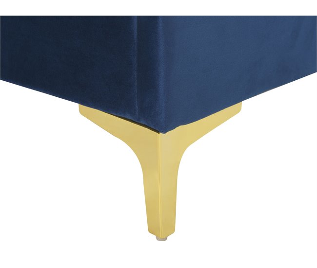 Beliani Cama com estrado Veludo LIMOUX 147x213 Azul Marino