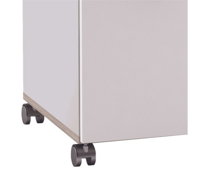 Armário auxiliar de cozinha com 2 portas e 1 gaveta Branco/ Madeira