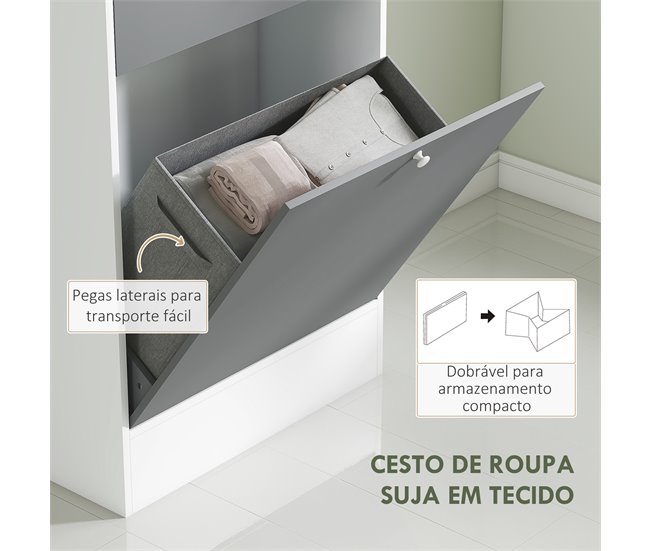 Armário Casa de Banho Melamina de Madeira e Vidro HOMCOM Branco