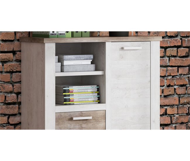 Aparador com 2 portas e 1 gaveta VERONA Branco/ Madeira