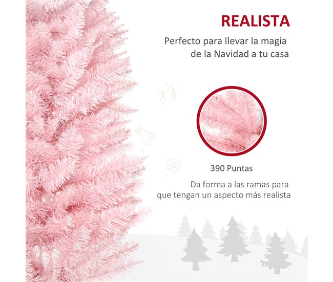 Árvore de Natal PVC, metal e plástico HOMCOM, casa - natal Rosa